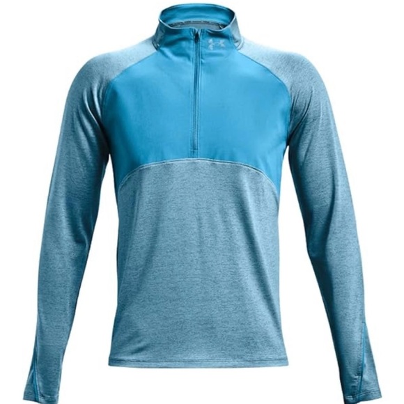 NWT Under Armour Light Blue Teal 1/4 Zip Long Sleeve Pullover Size L - Picture 1 of 4